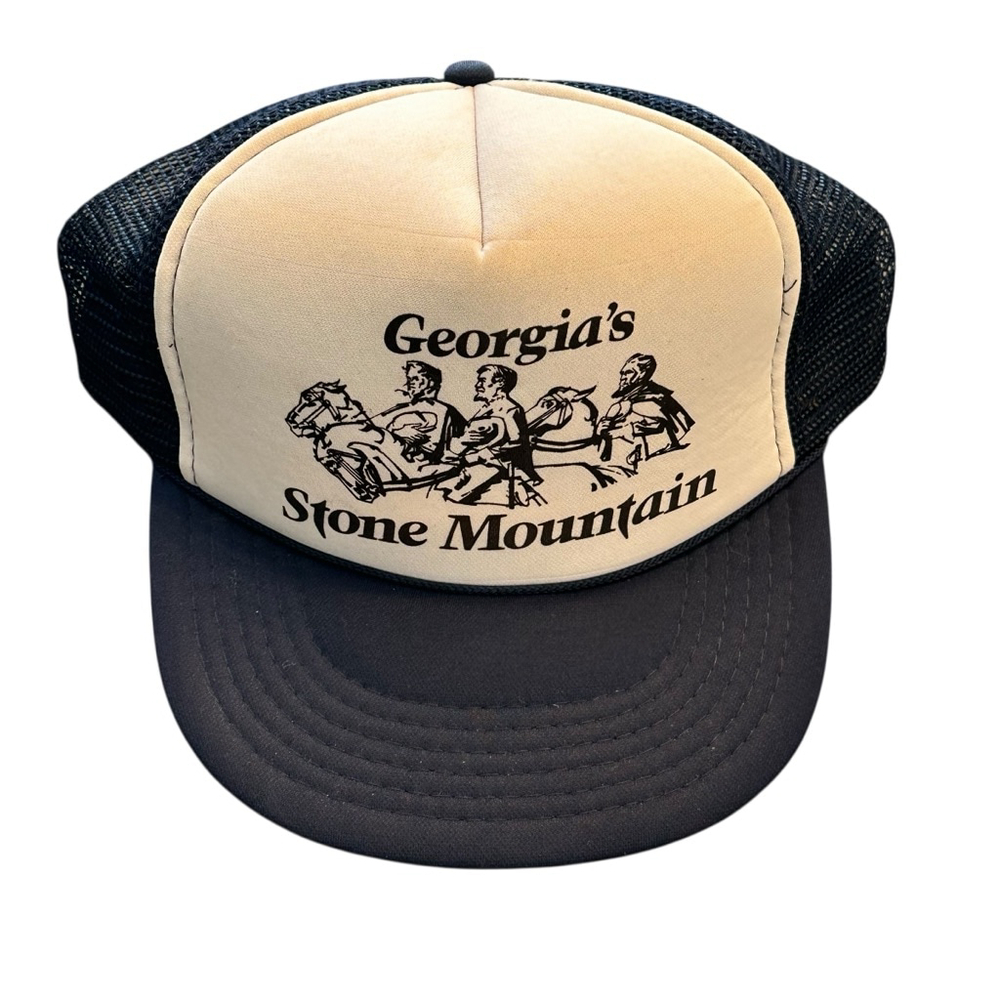 90s Stone Mountain GA flat brim trucker hat blue white